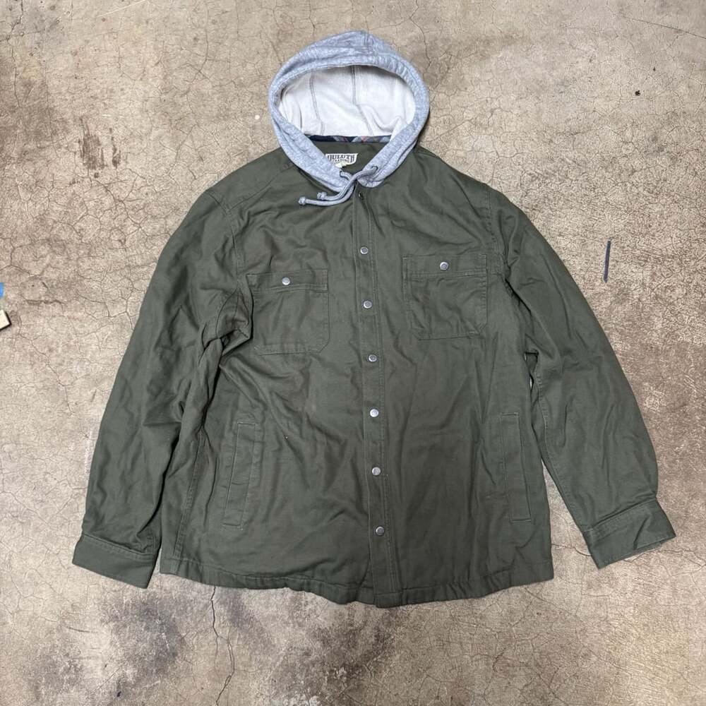 Duluth Trading Co Fire Hose Flannel Lined Hooded Shacket XL Green